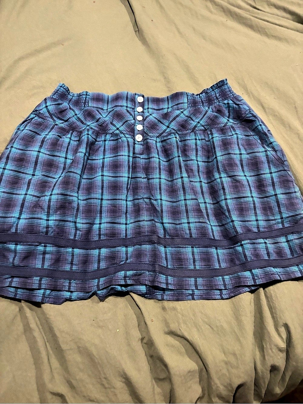 DKNY Plaid Mini Skirt in Blue & Purple Size Large